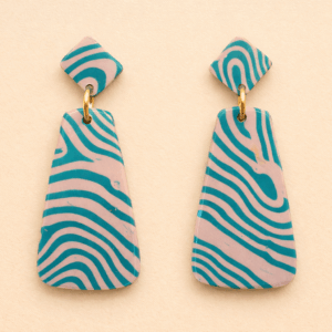 Geometric Drop Earrings with Turquoise Accents
